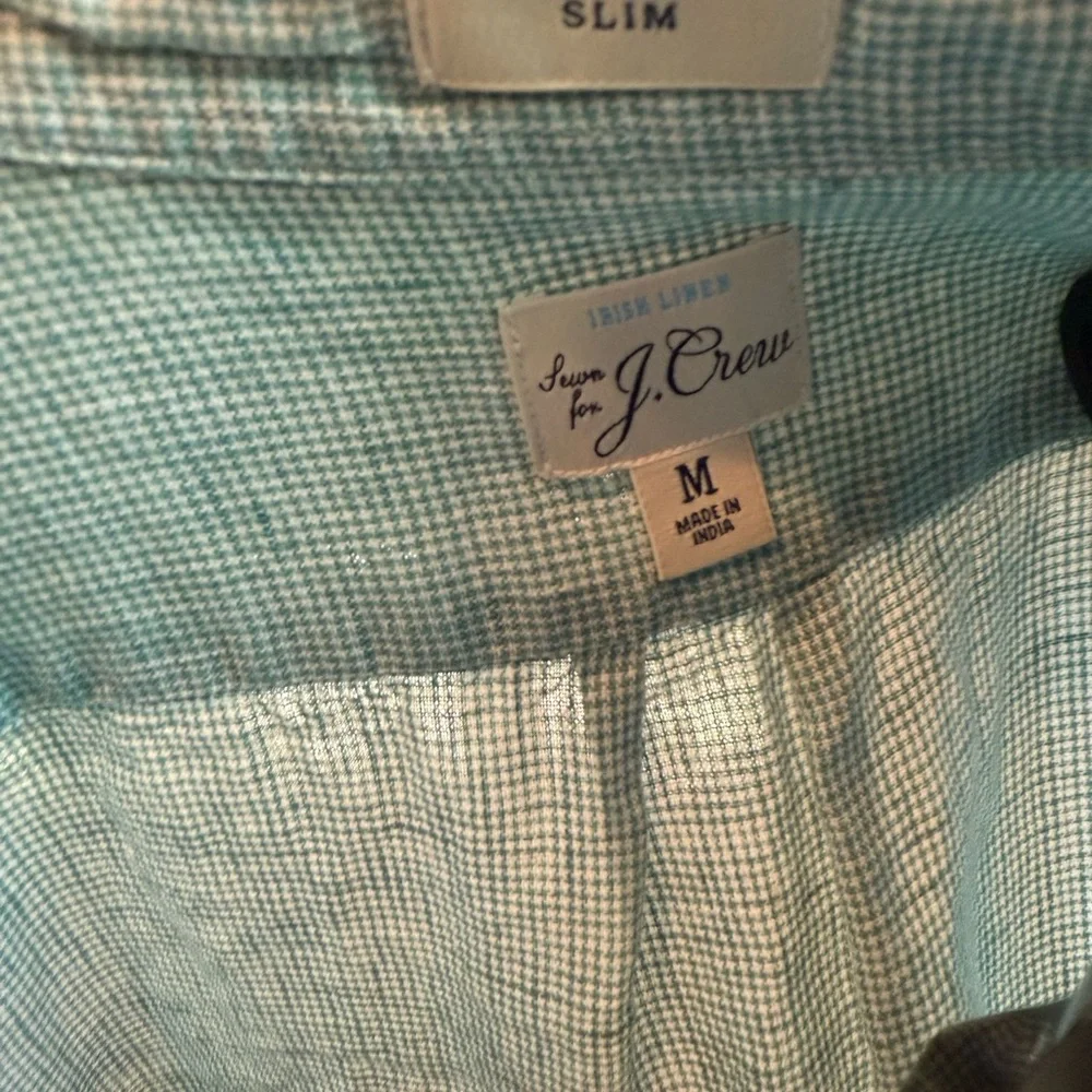 J. Crew Linen Teal Button-Down Shirt